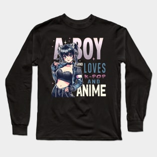 A Boy Who Loves K-Pop And Anime Otaku Manga Manwha Korean Long Sleeve T-Shirt